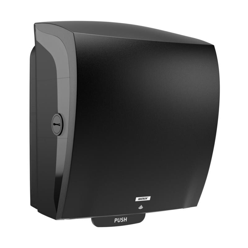 Dispenser – Katrin Hybrid System – til aftørringspapir – Sort – 84753
