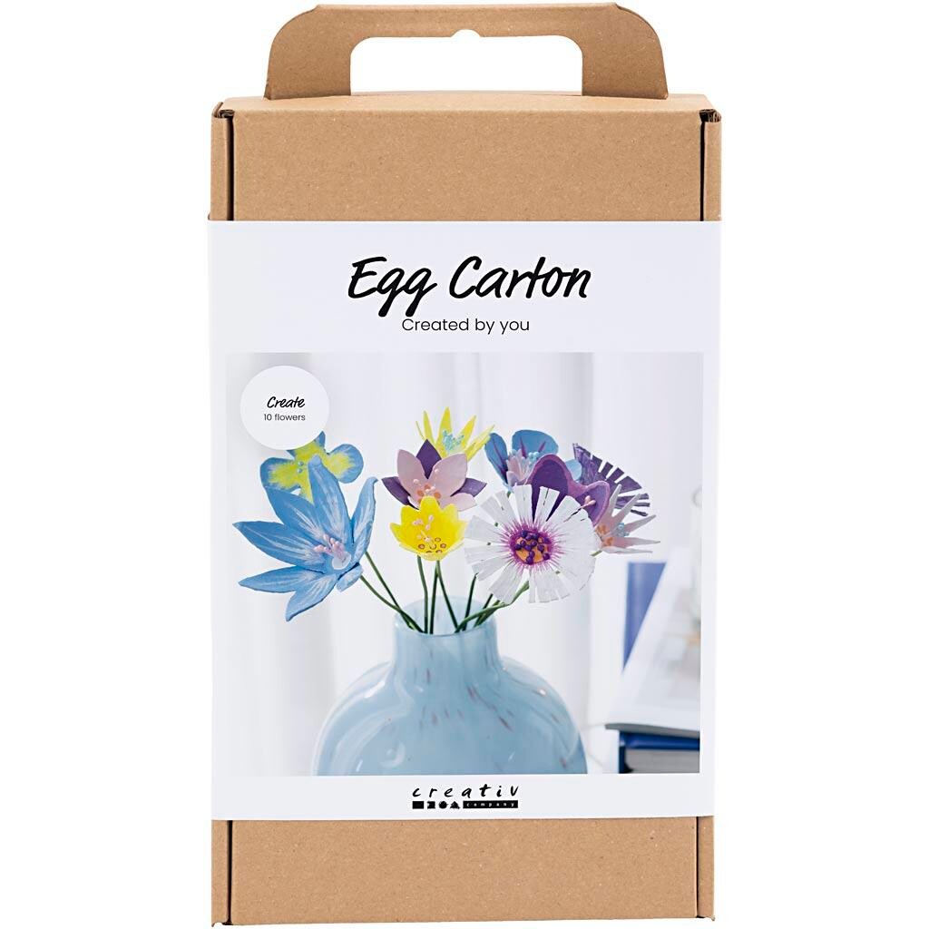 DIY Kit Æggebakke blomster, Blomster, pastelfarver - 1 pk
