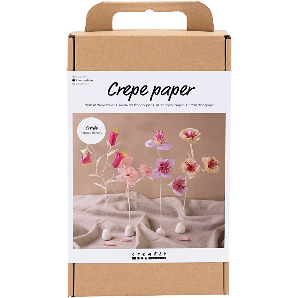 Kreakasse DIY Kit Crepepapir Blomst pastelfarver