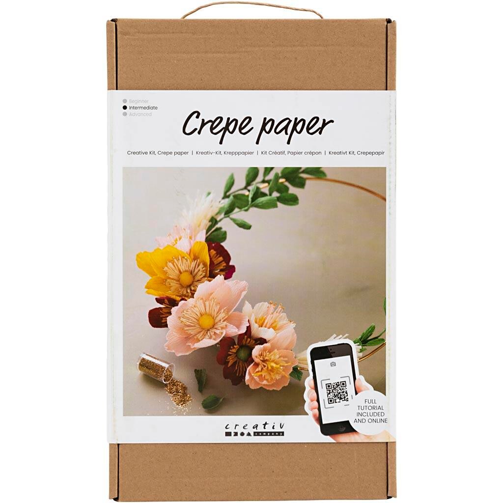Kreakasse DIY Kit Crepepapir Krans Stræk crepe: 180% 105 g