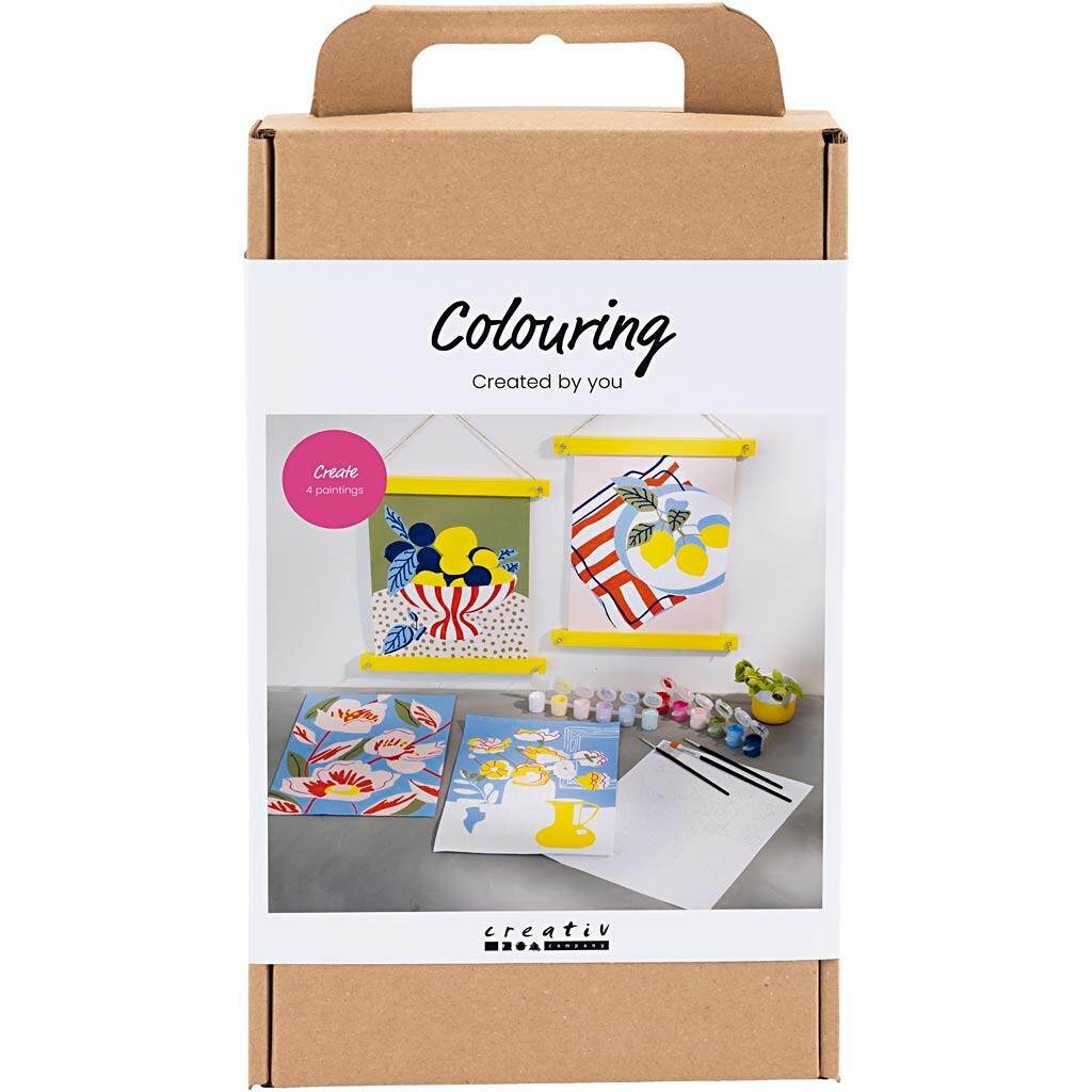 DIY Kit Farvelægning, Paint by numbers, akrylmaling - 1 pk