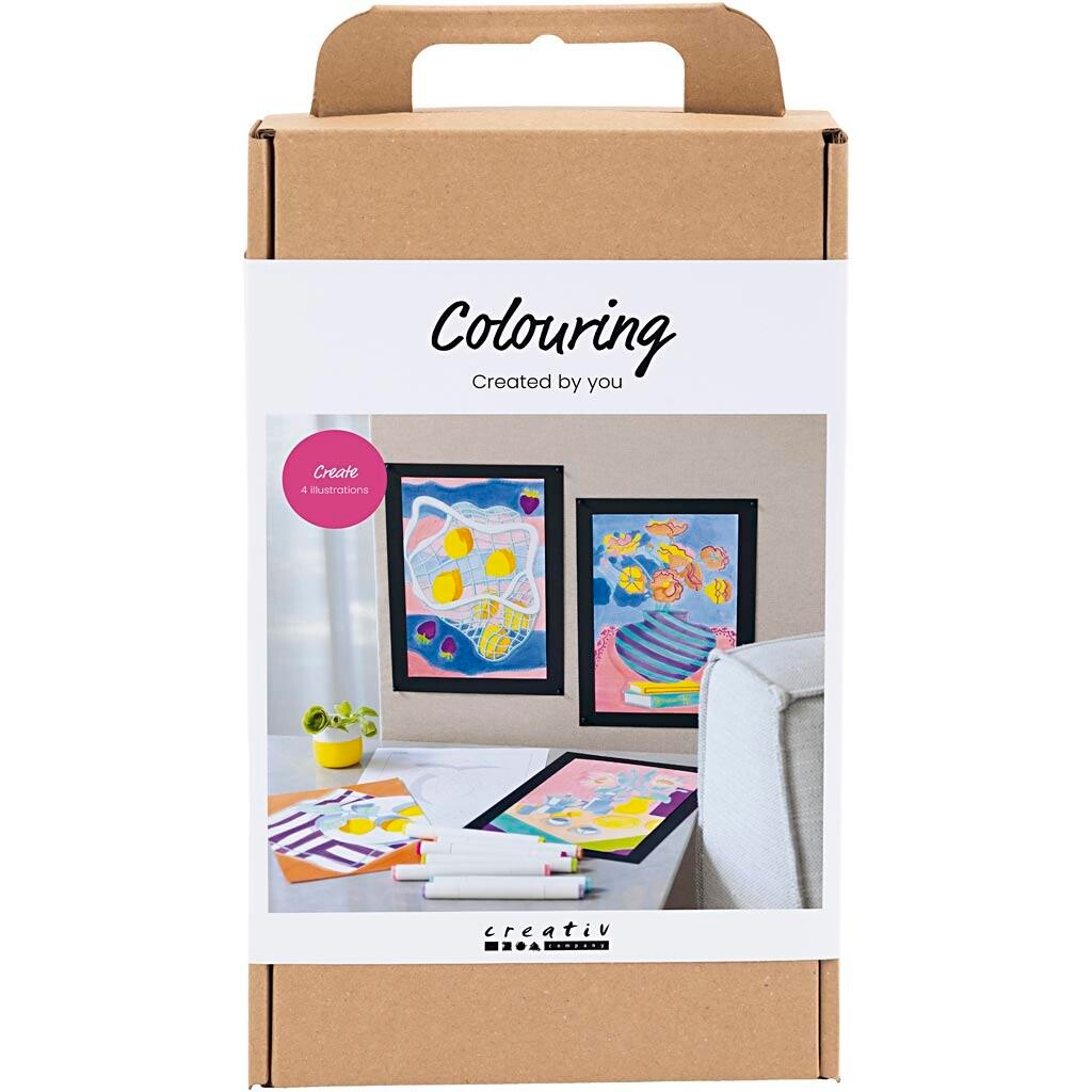 DIY Kit Farvelægning, Paint by numbers, markers - 1 pk