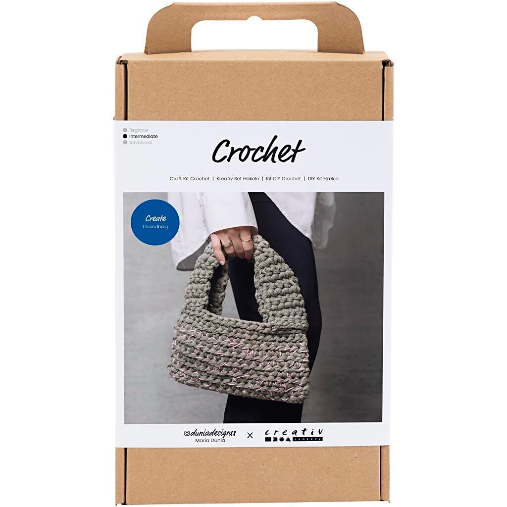 Kreakasse DIY Kit Hækle Chunky taske olivengrøn