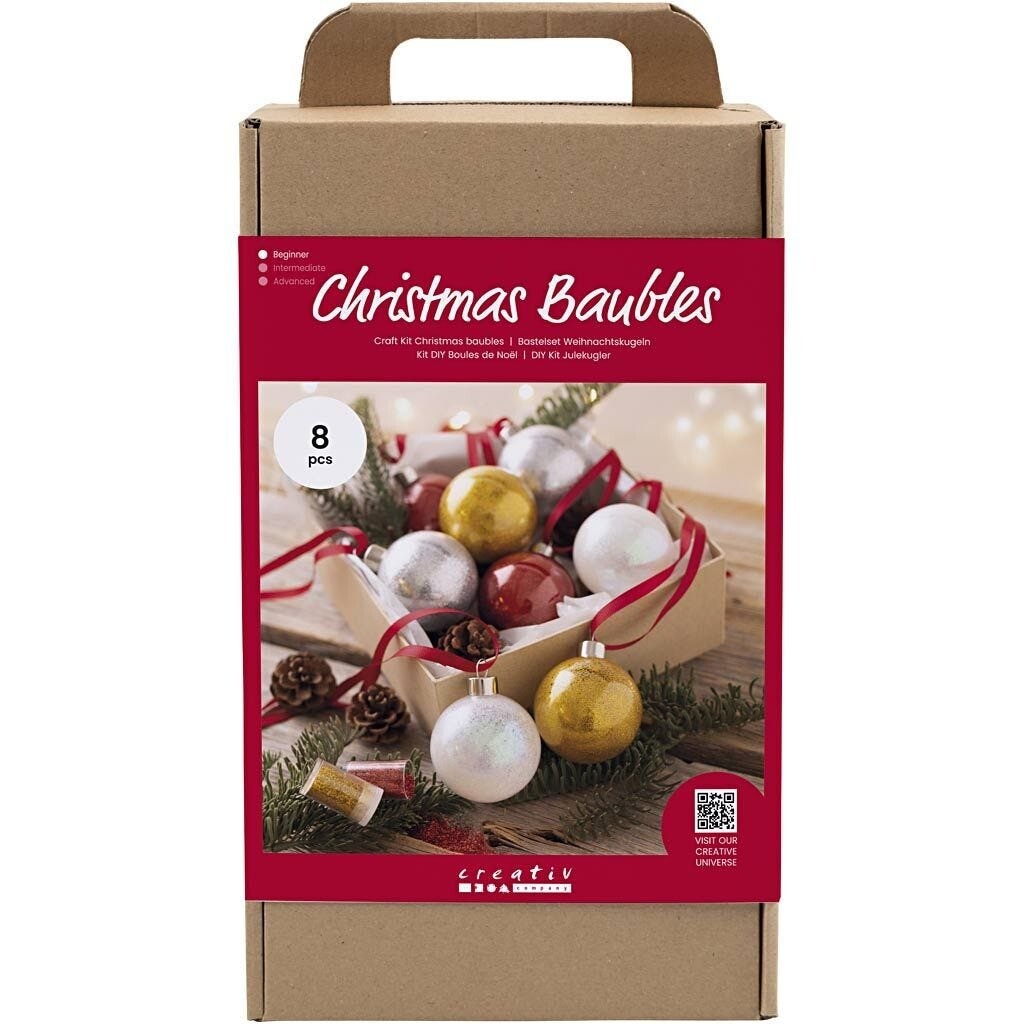 DIY Kit Julekugler, Glitter