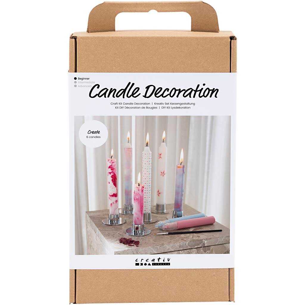 DIY Kit Lysdekoration, Dekorerede kronelys, hvid