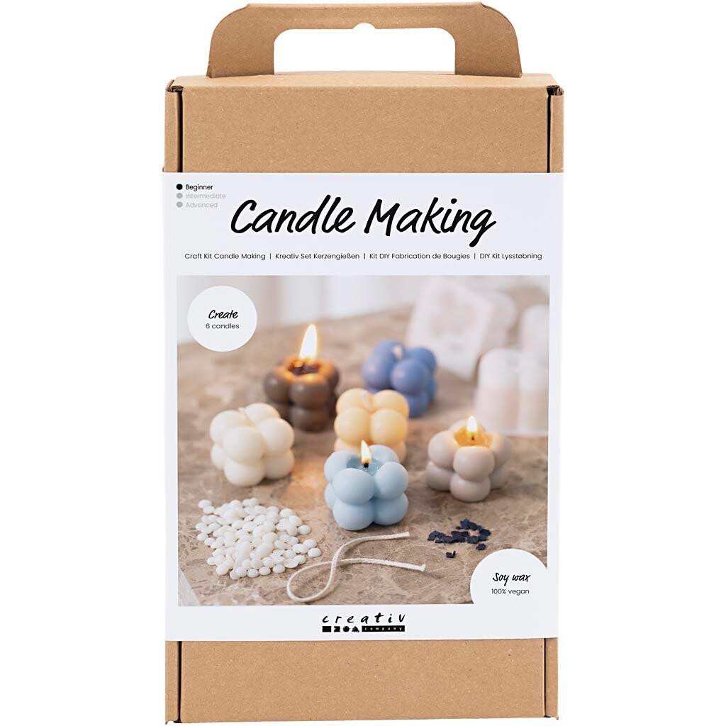 DIY Kit Lysstøbning - Bubble soyalys - mix farver - 6 stk