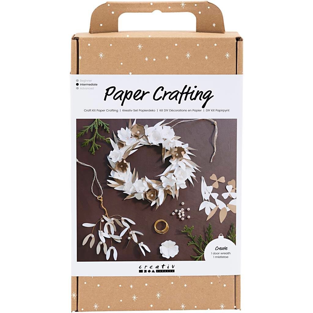 DIY Kit Papirpynt, Krans, hvid, lys natur