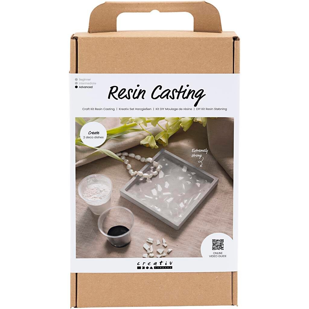 Kreakasse DIY Kit Resin Støbning Firkantet bakke med terrazzo sort, hvid