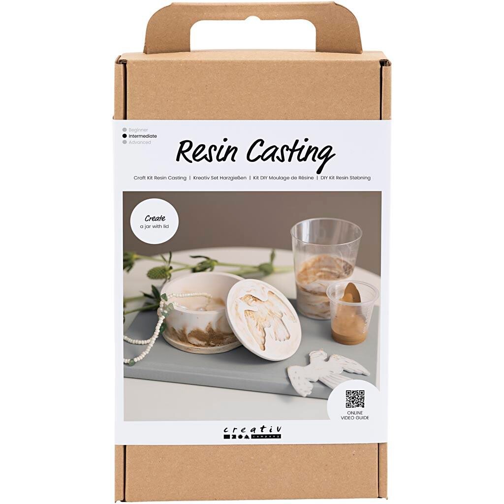 DIY Kit Resin Støbning, Krukke med låg, beige, off white