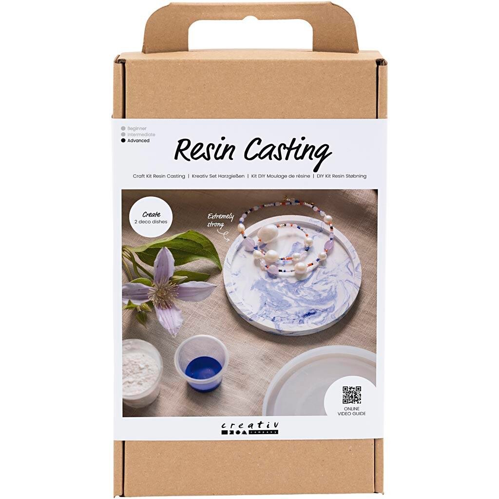 Kreakasse - DIY Resin Kit - Rund bakke - Blå/Hvid - Støbning