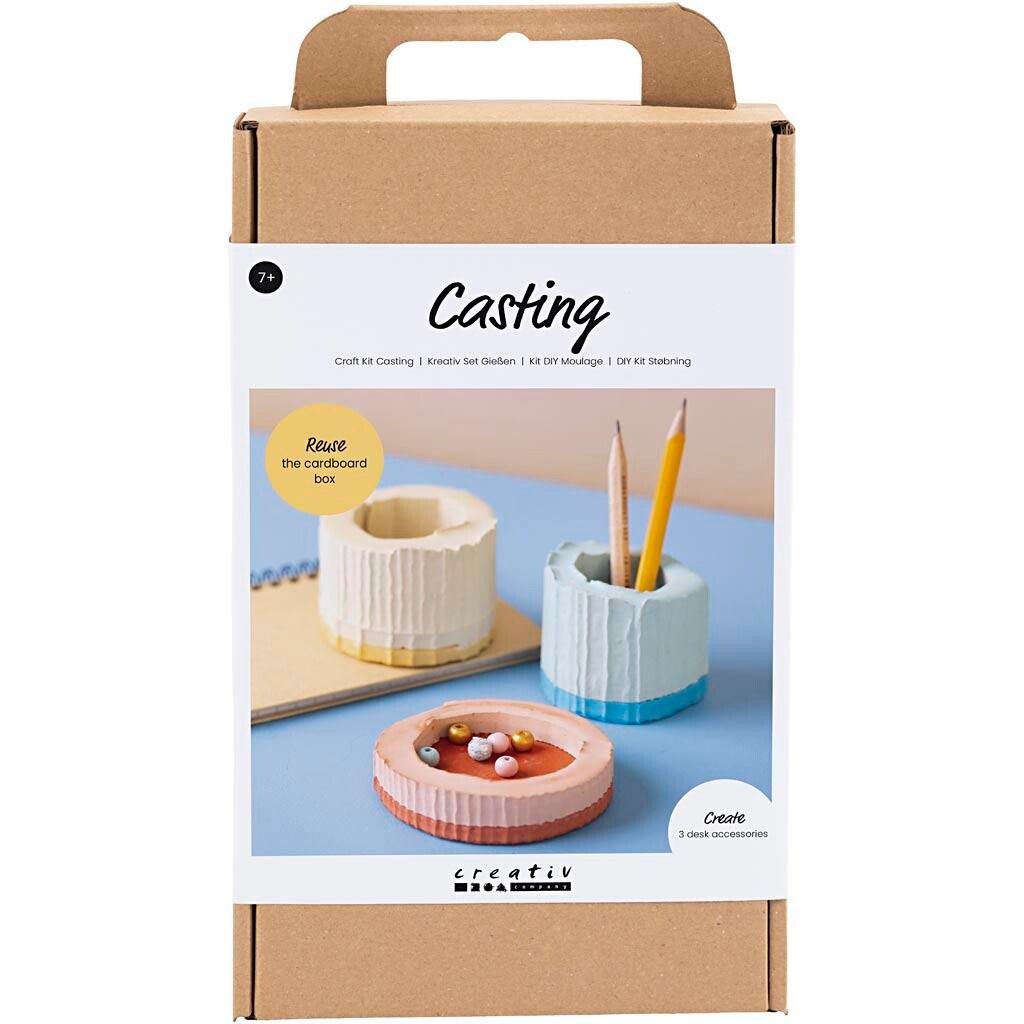 DIY Kit Støbning, Beholdere, blå, rød, lys gul