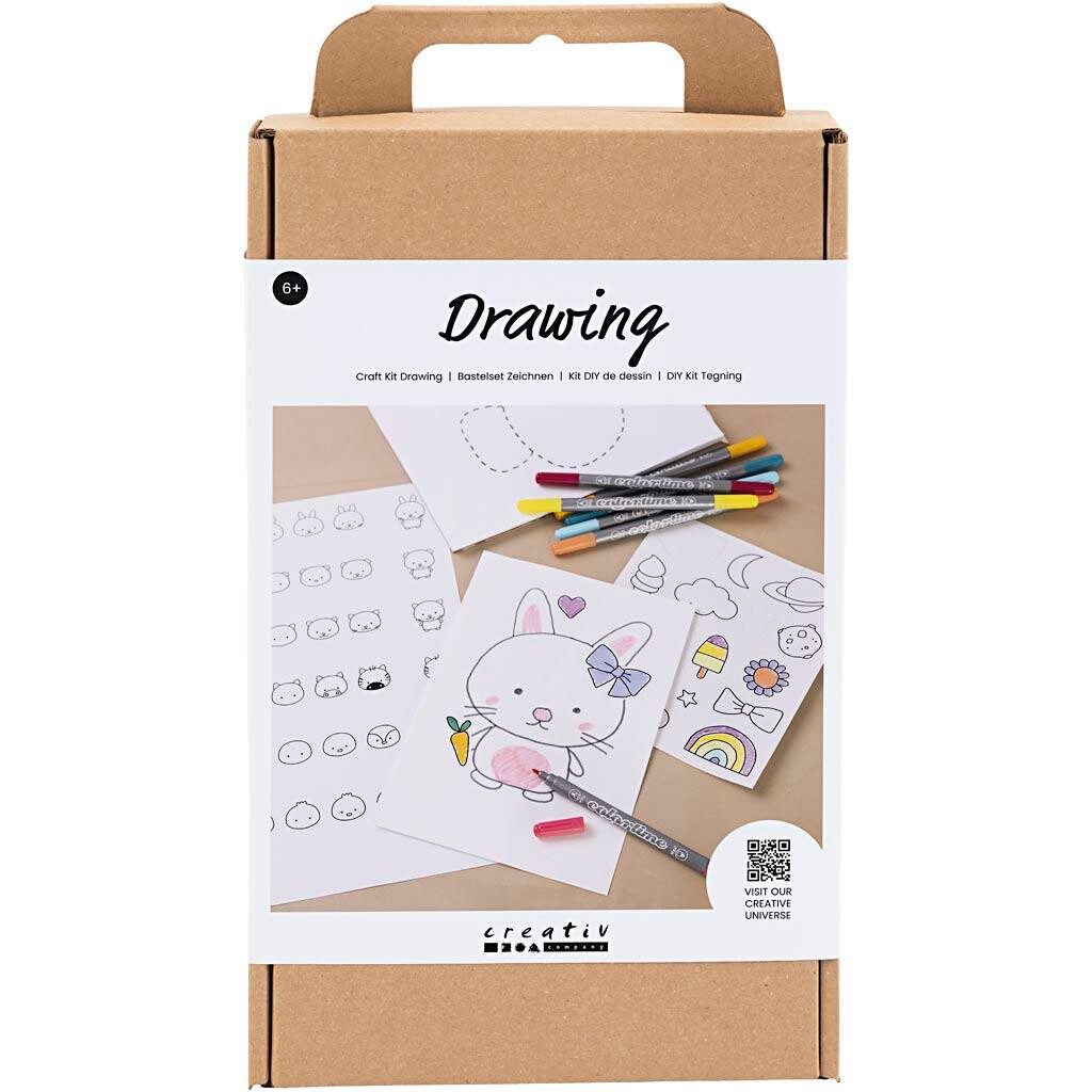 Kreakasse DIY Kit Tegning Blandede figurer pastelfarver - 1 pakke