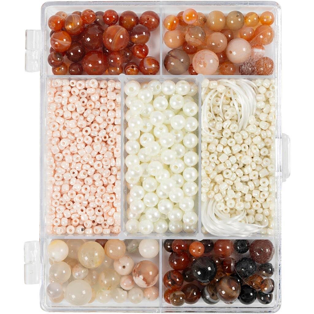 DIY Mix Smykker, Agater, ass. farver - 1 pk