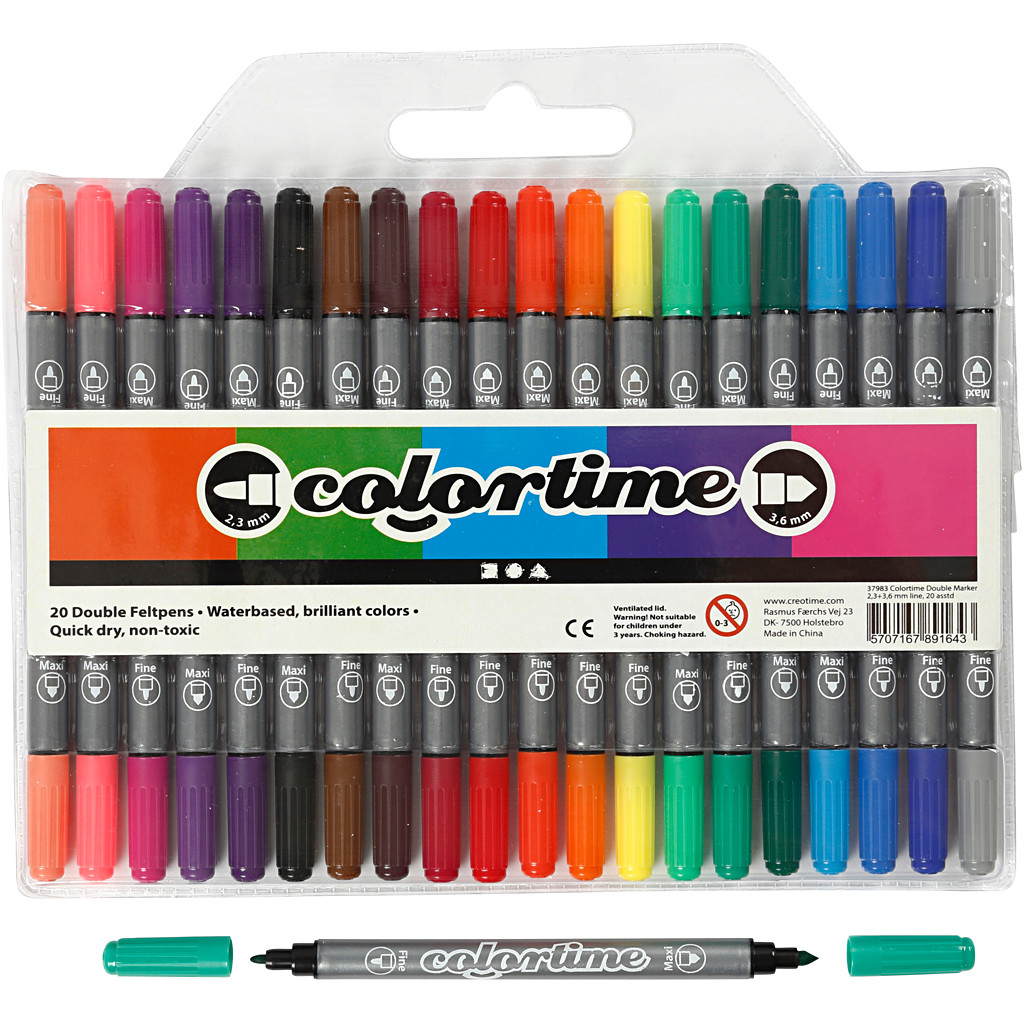 Tusser dobbelt Colortime - 2,3 + 3,6 mm - 20 stk