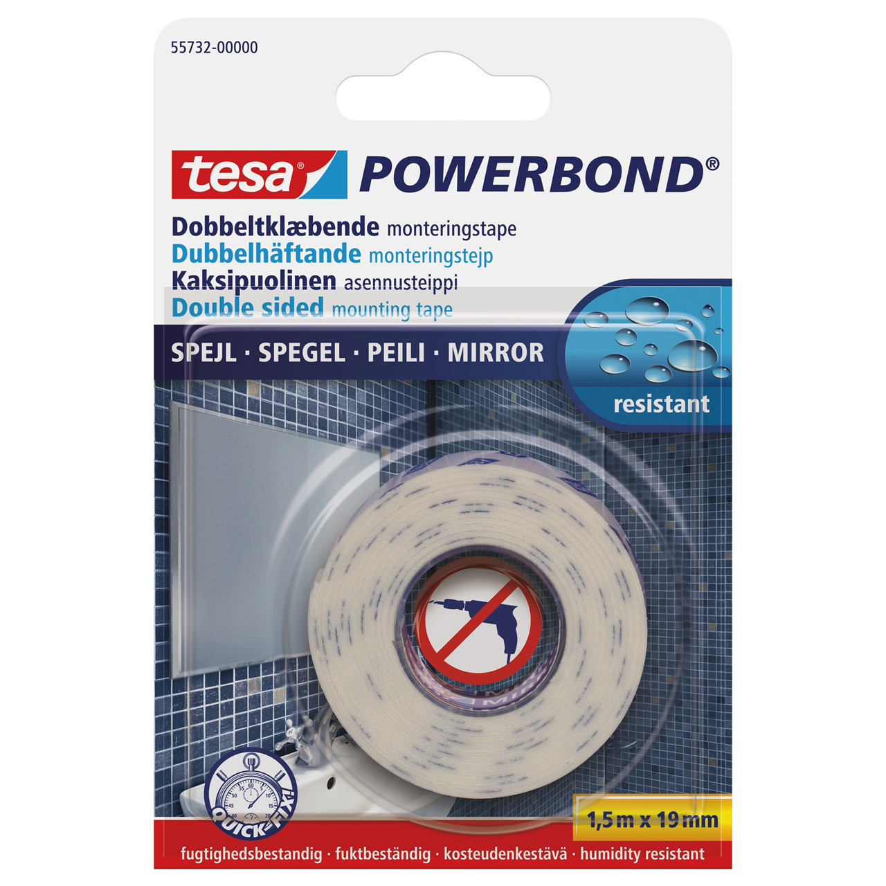 Dobbeltklæbende Tape - til spejle 19mm x 1.5m