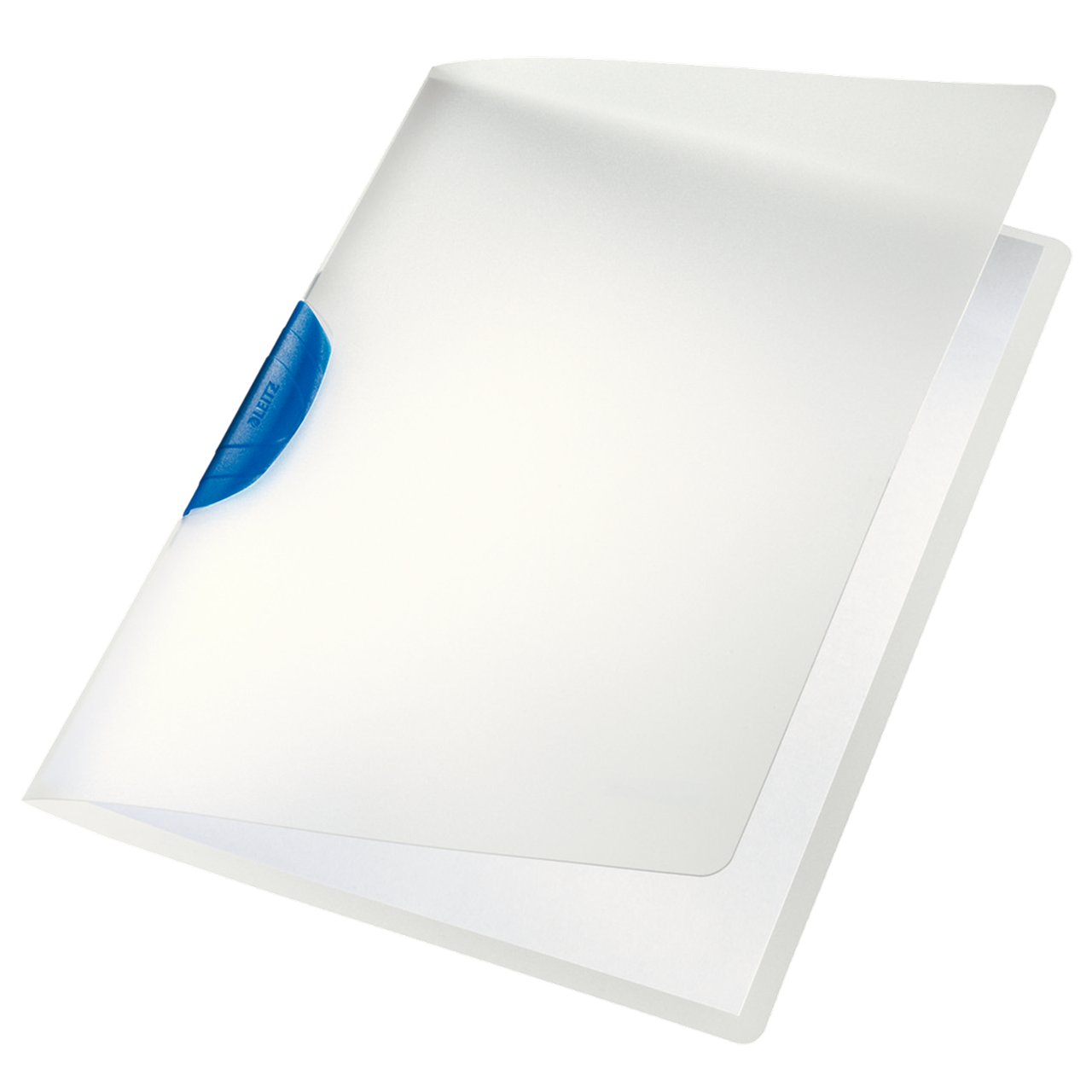 Dokumentmappe A4 Leitz Color Clip mat transparent med blå klemryg - 41750035 - 6 stk