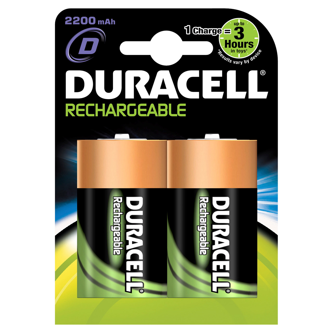 Genopladelige batterier D Duracell - 2200 mAh 2 stk