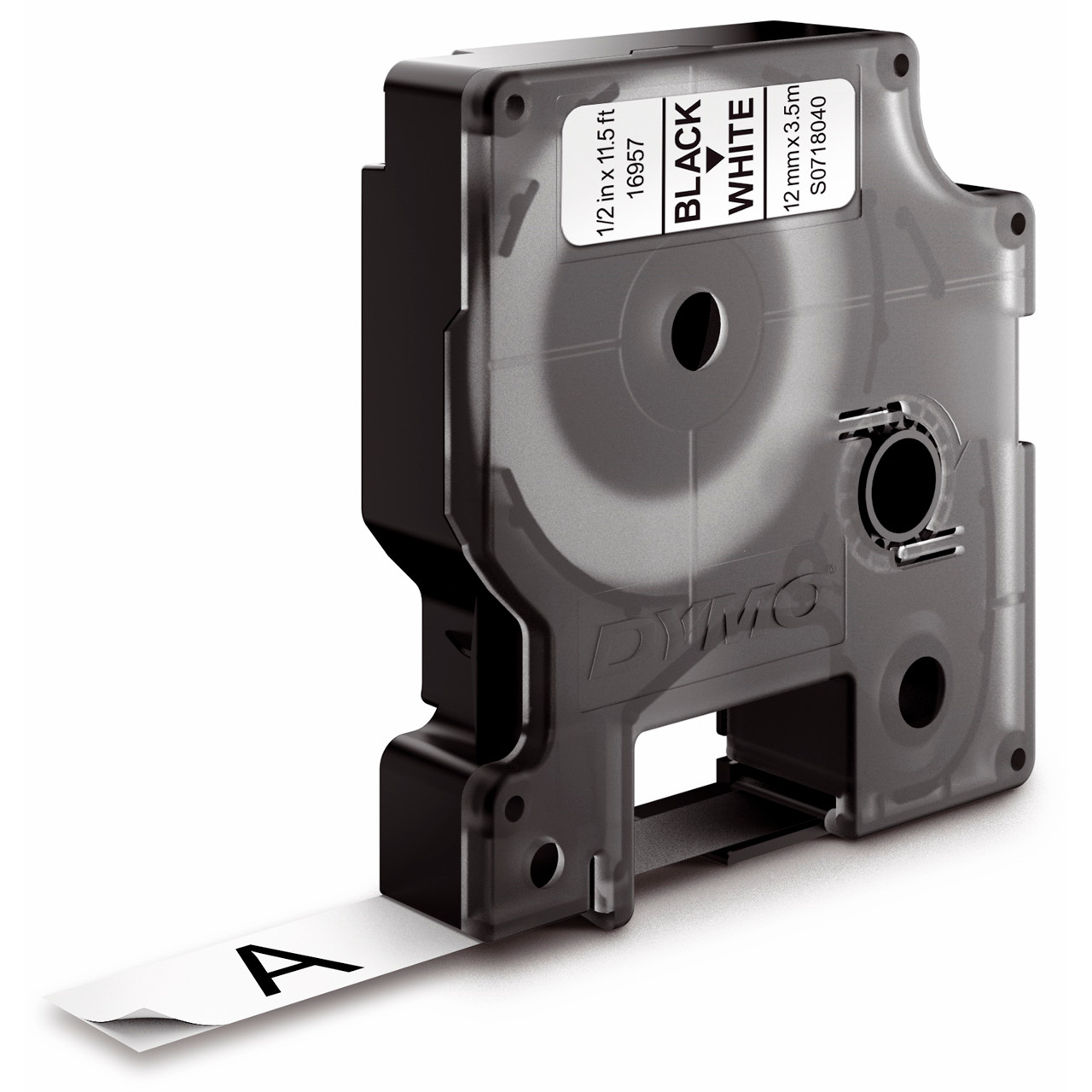 DYMO label tape D1 16957 fleksibel nylon 12 mm sort på hvid