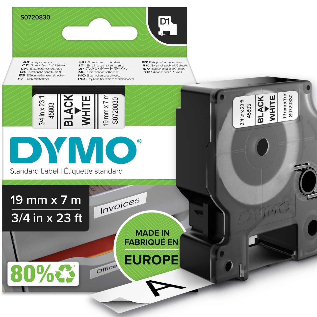 Dymo D1 tape 19mmx7m black/white