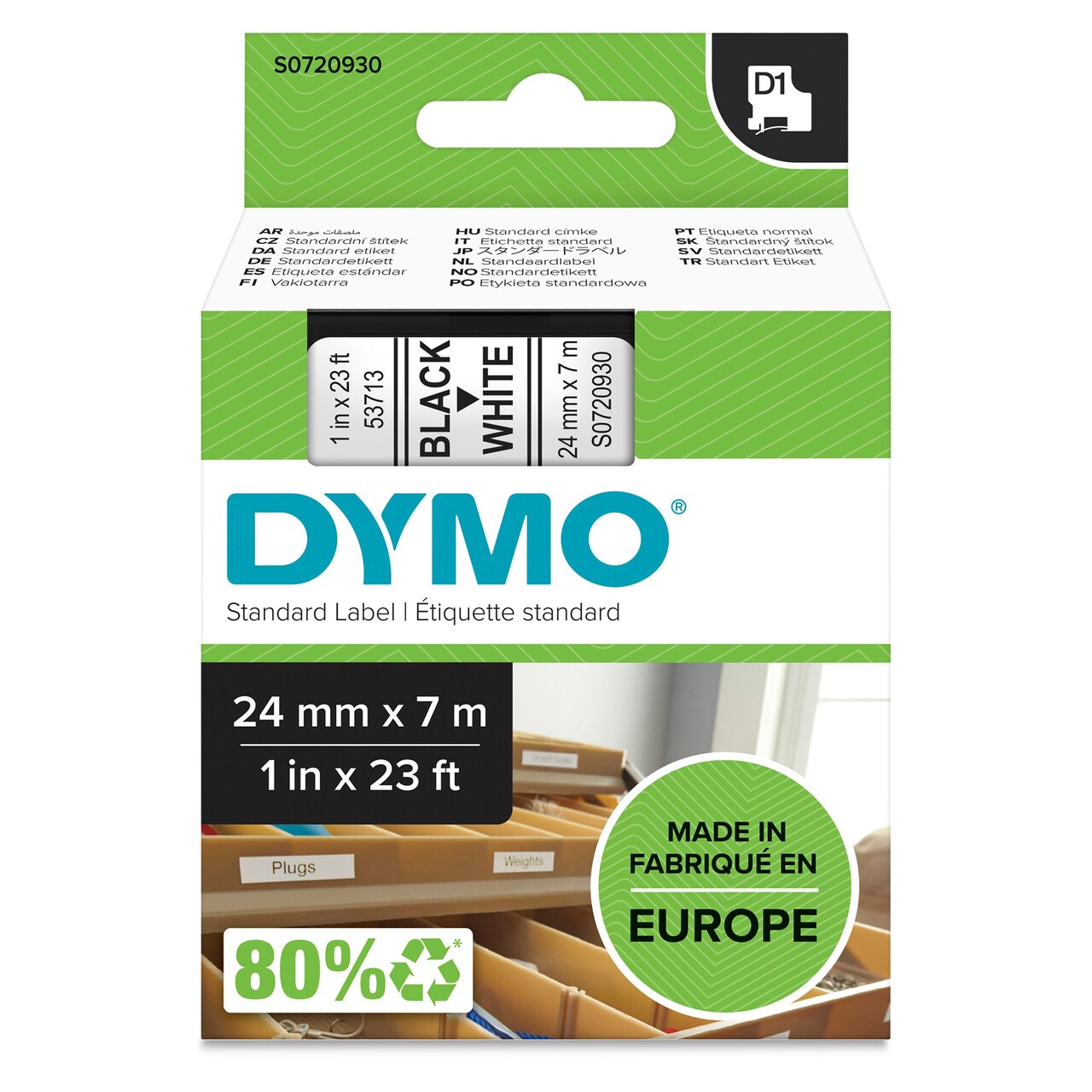 Dymo D1 tape 24mmx7m black/white