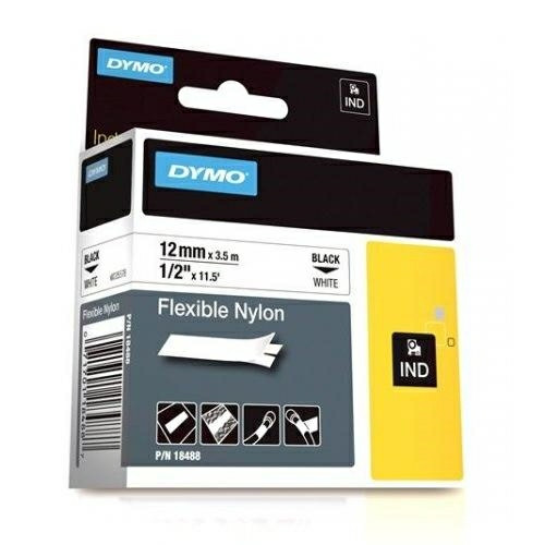 Dymo Rhino tape 12mmx3,5m flexible nylon black/white