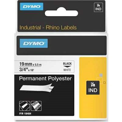 Dymo Rhino tape 19mmx5,5m permanent polyester black/white