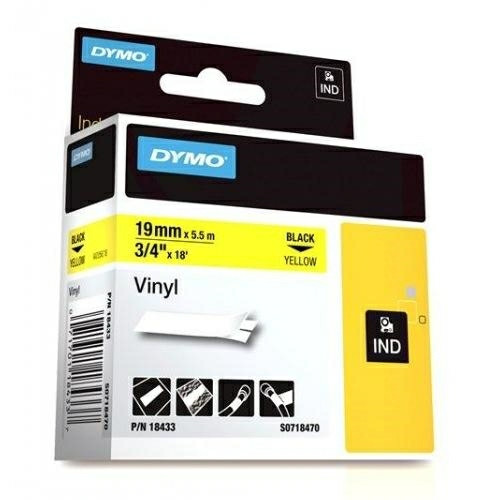 Dymo Rhino tape 19mmx5,5m vinyl black/yellow