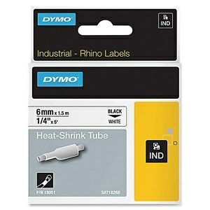 Dymo Rhino tape 6mmx1,5m heat shrink tube black/white