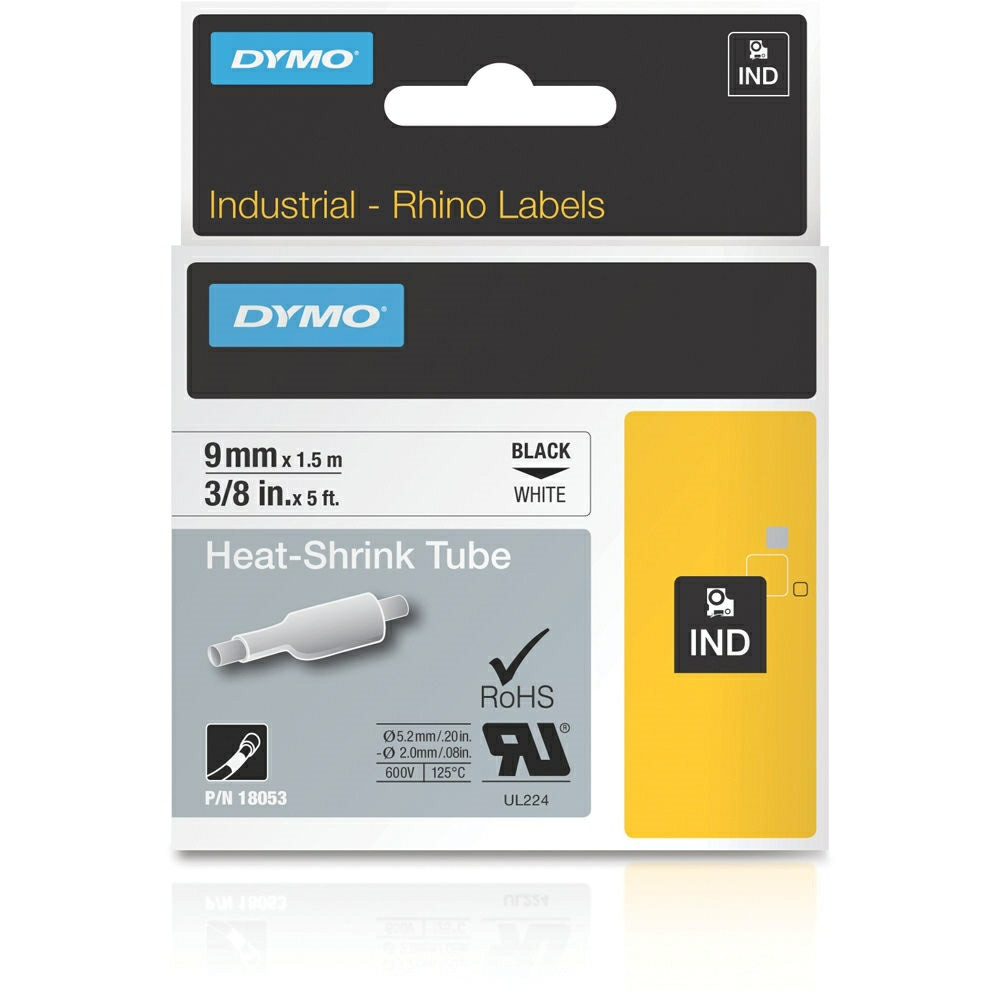Dymo Rhino tape 9mmx1,5m heat shrink tube black/white