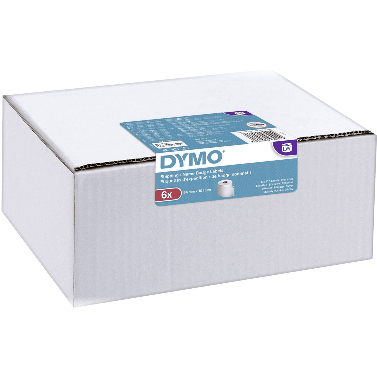 Etiketter - Dymo LW Shipping/Naming - 54x101 mm - Permanent - Hvid - 6 ruller á 220 stk