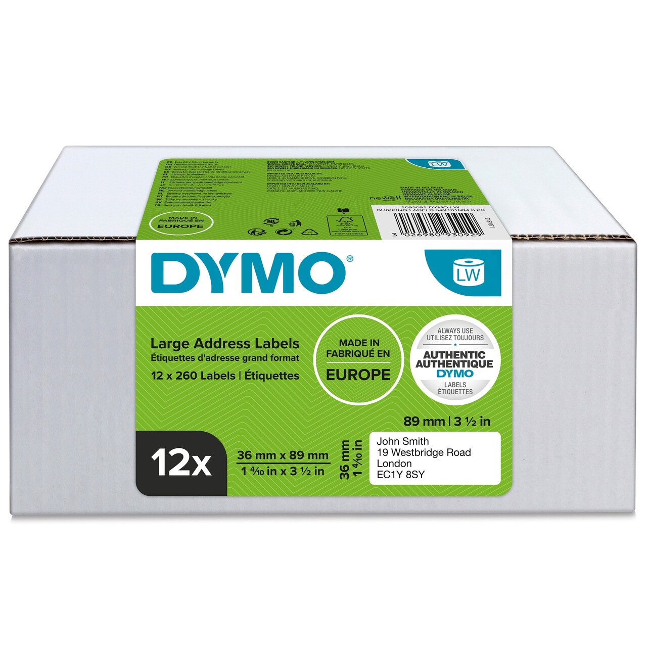 Dymo label til LabelWriter 36mm x 89mm std. address labels (12 pack)