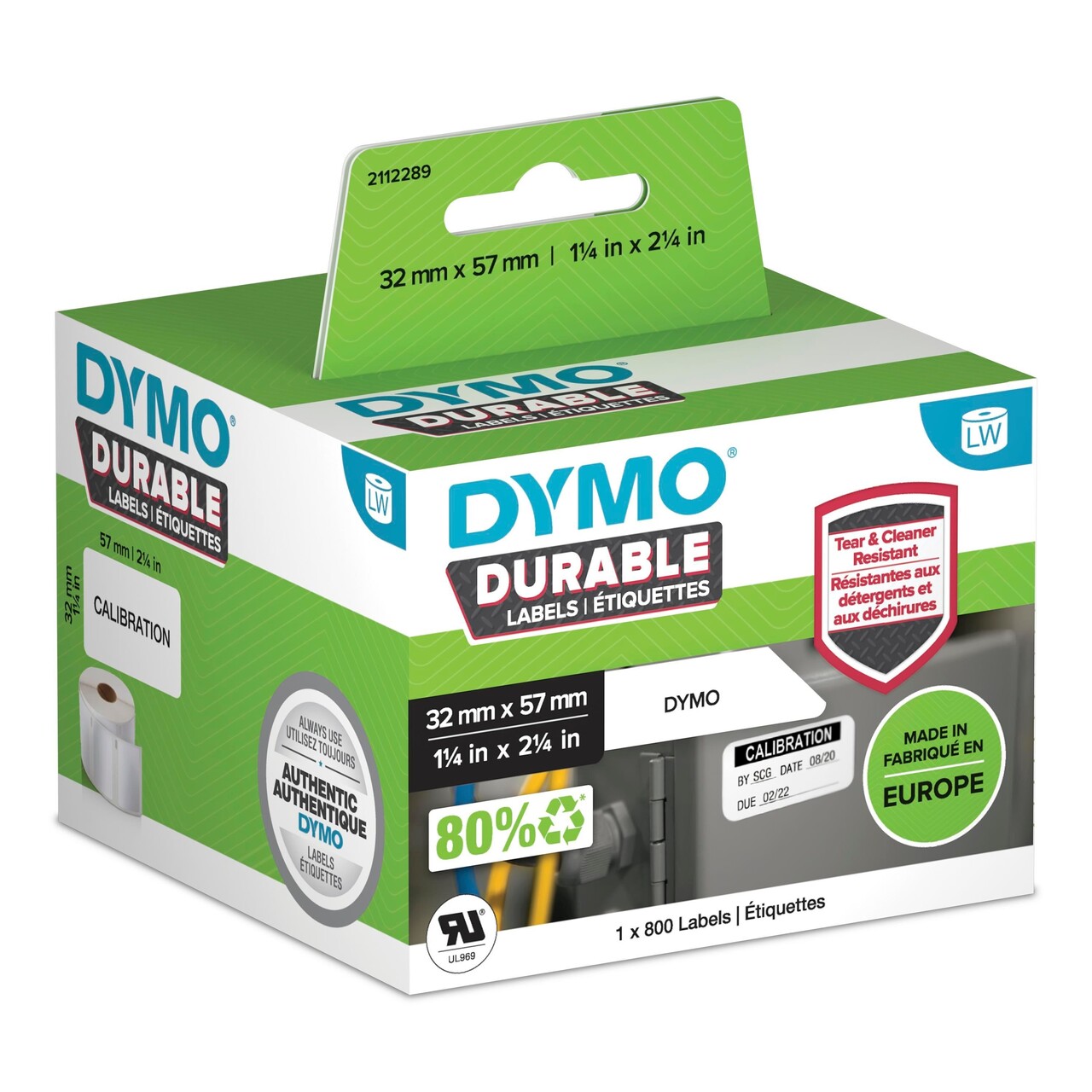 Etiketter - Dymo LabelWriter Durable 57x32 mm - 800 etiketter/rulle - Til LW-serien