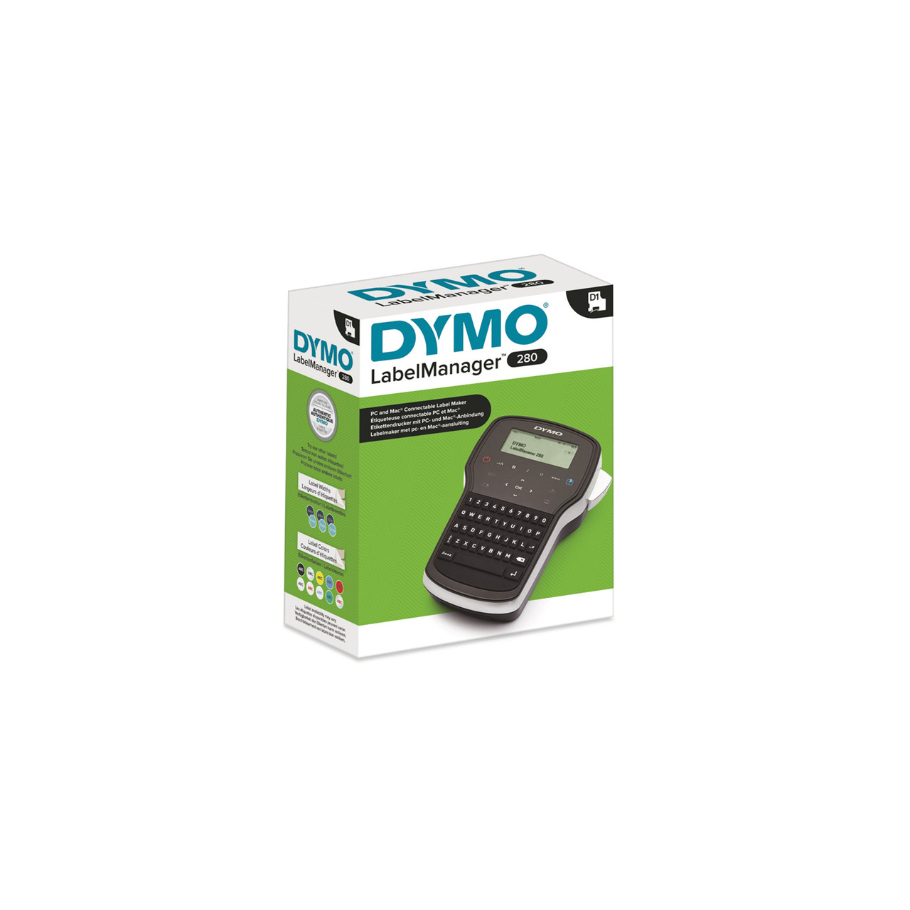 Labelmaskine - DYMO LabelManager 280 - Sort/Sølv - QWERTY - PC/Mac