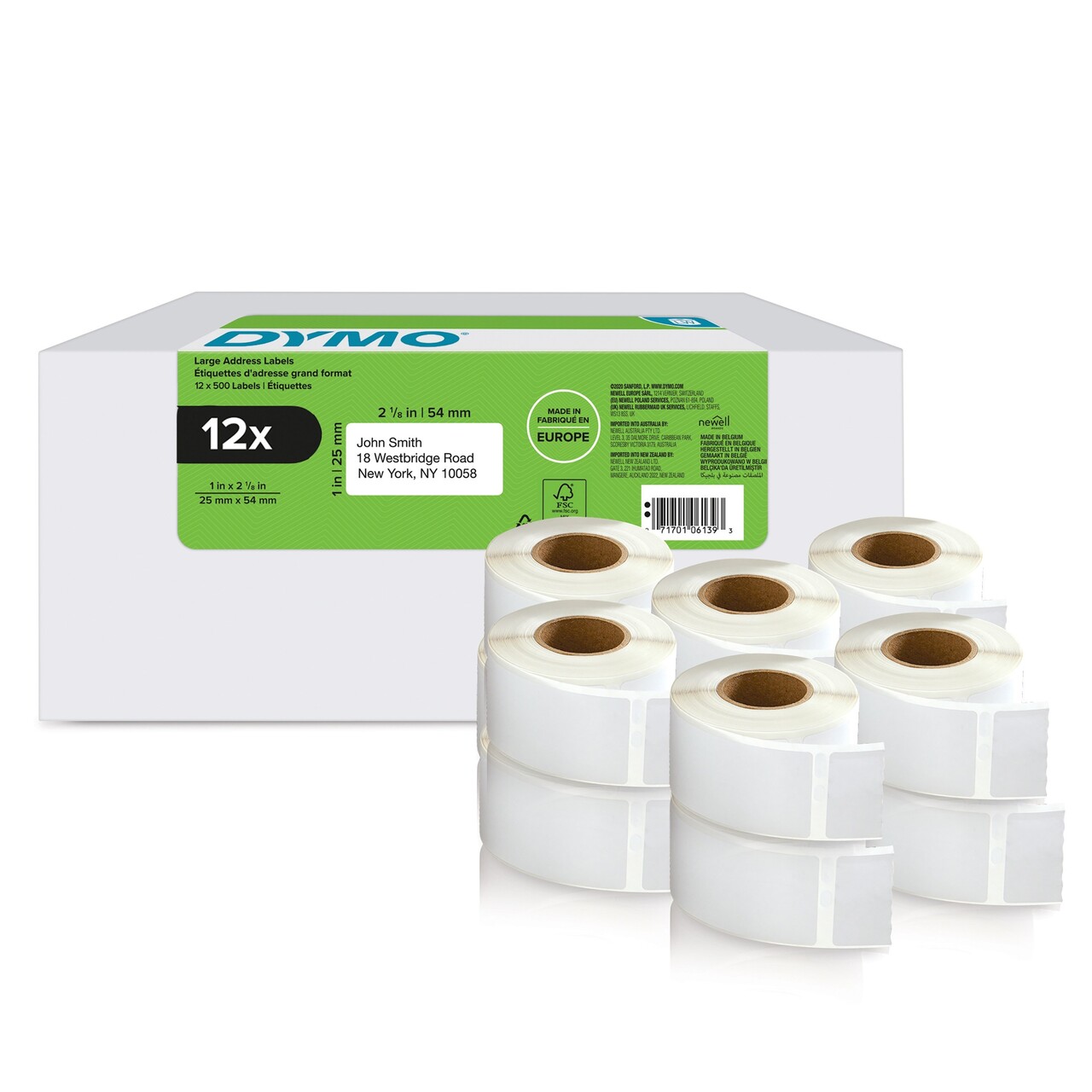 Dymo LabelWriter 25mmX54mm Return Address Labels 12 Rolls of 500