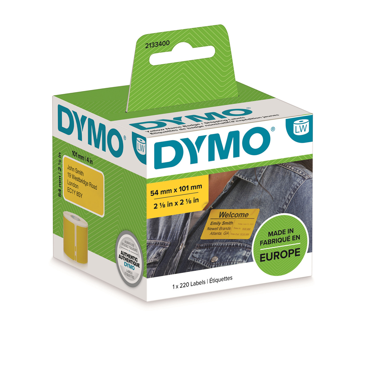 Dymo labels LW 54x101mm Shipping / Name Badge yellow