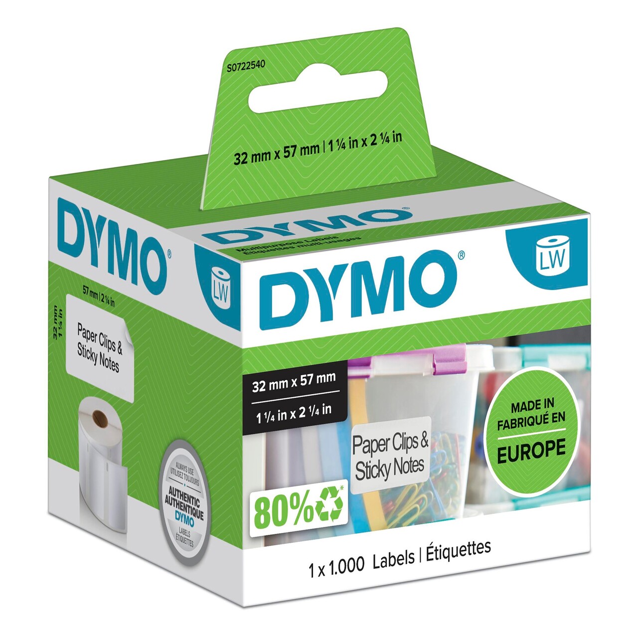 Etiketter - Dymo LW Multipurpose 32x57mm - Hvid - 1000 stk