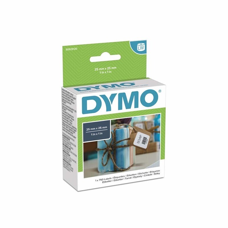 DYMO S0929120 - Labeltape universal 25 x 25 mm aftagelig - 750 stk