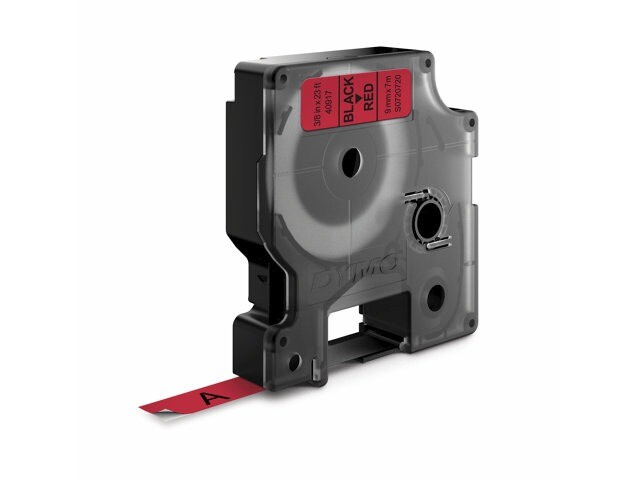 DYMO Tape D1 40917 - Label tape 9 mm sort på rød