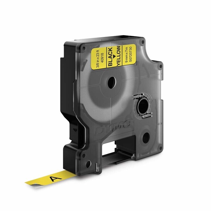DYMO Tape D1 40918 - Labeltape 9 mm sort på gul