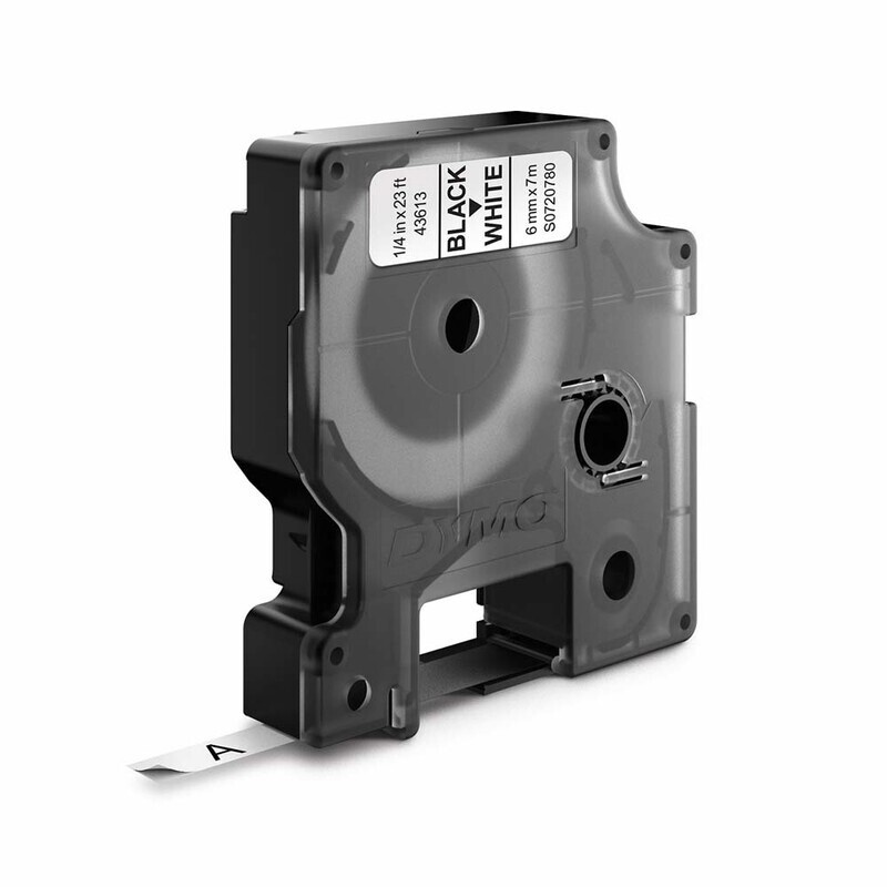 DYMO Tape D1 43613 - Labeltape 6 mm sort på hvid