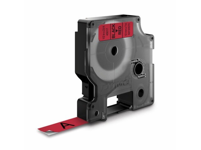 DYMO Tape D1 45017 - Etiket tape 12 mm sort på rød