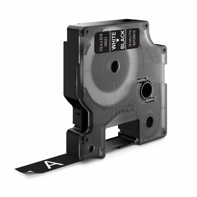 DYMO Tape D1 45021 - Etiket tape 12 mm hvid på sort