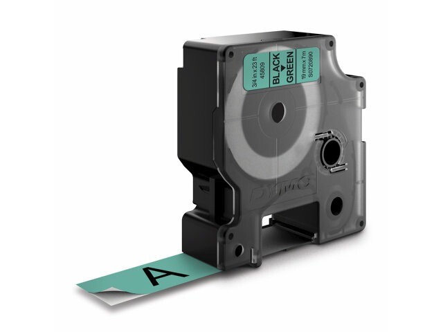 DYMO Tape D1 45809 - Label tape 19 mm sort på grøn