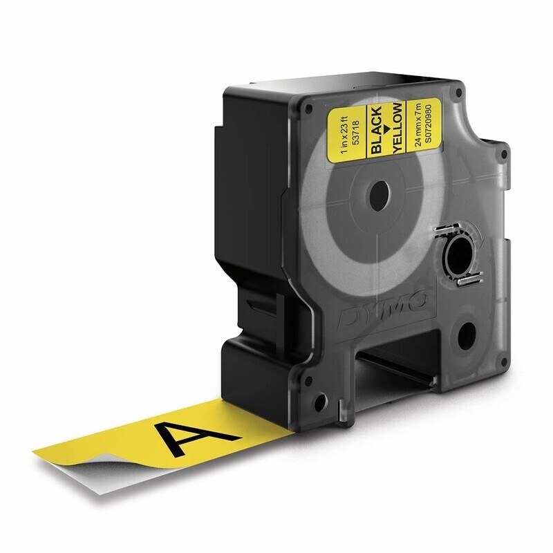 DYMO Tape D1 53718 - Label tape 24 mm sort på gul