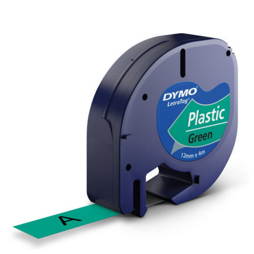 Dymo LetraTag Tape plastic 12mmx4m grøn