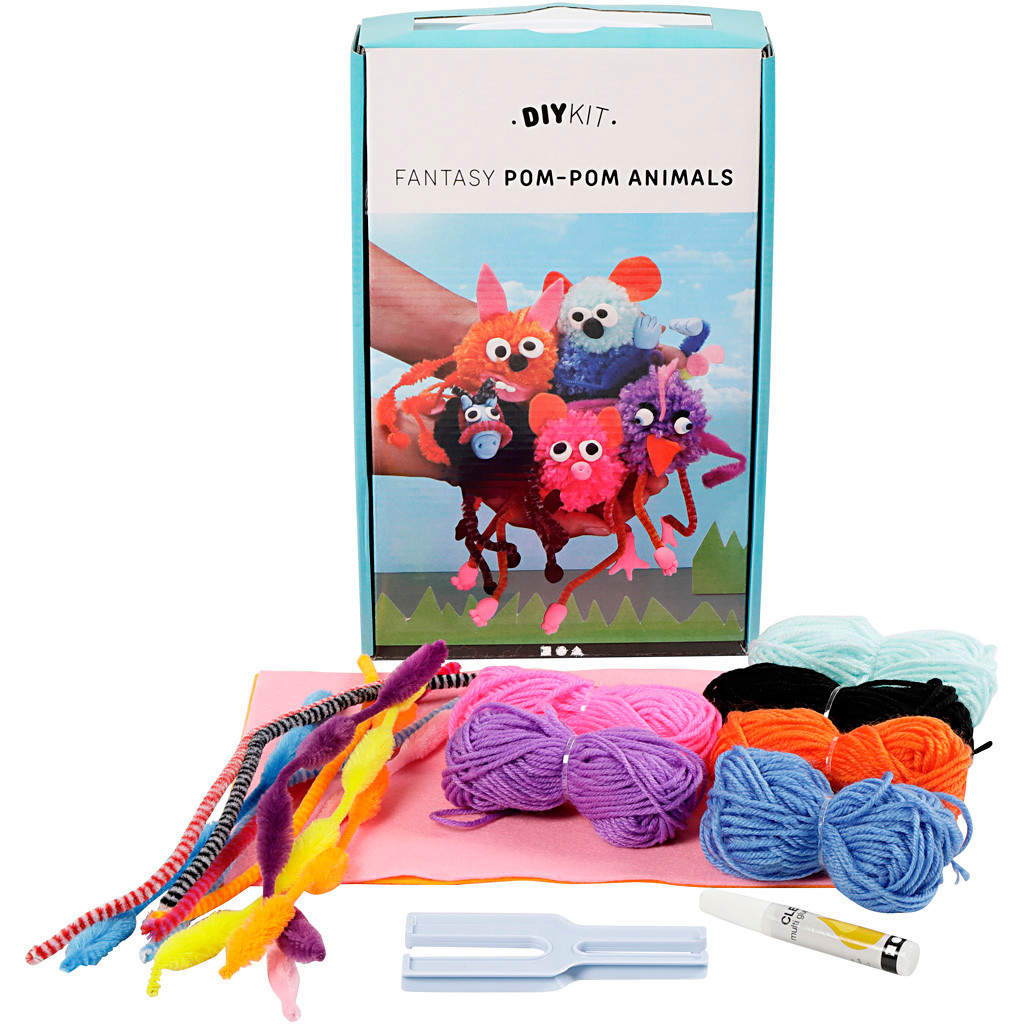 DIY kit dyr af pomponer | materialesæt