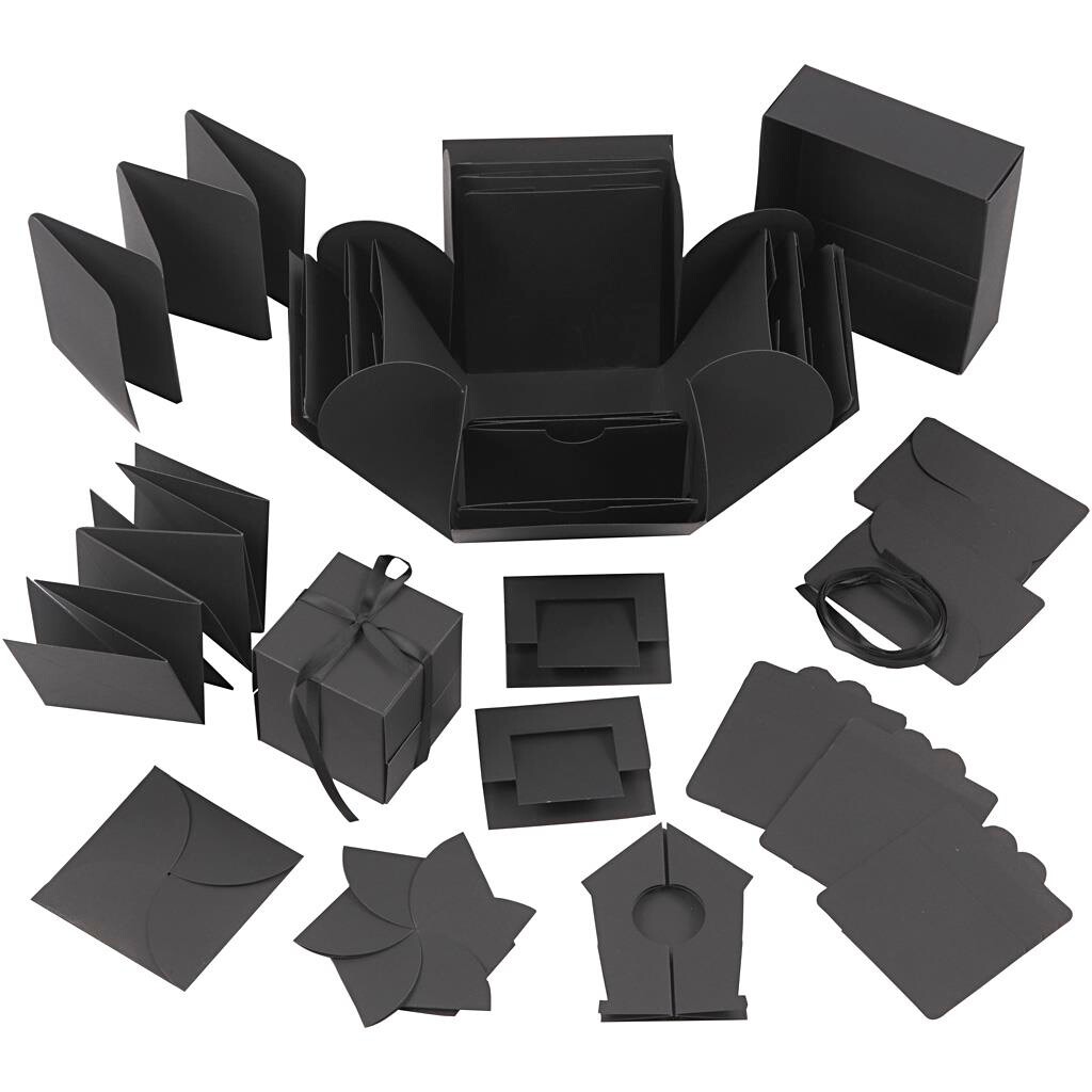 Explosion box str. 7x7x7,5+12x12x12 cm, sort, 1stk.