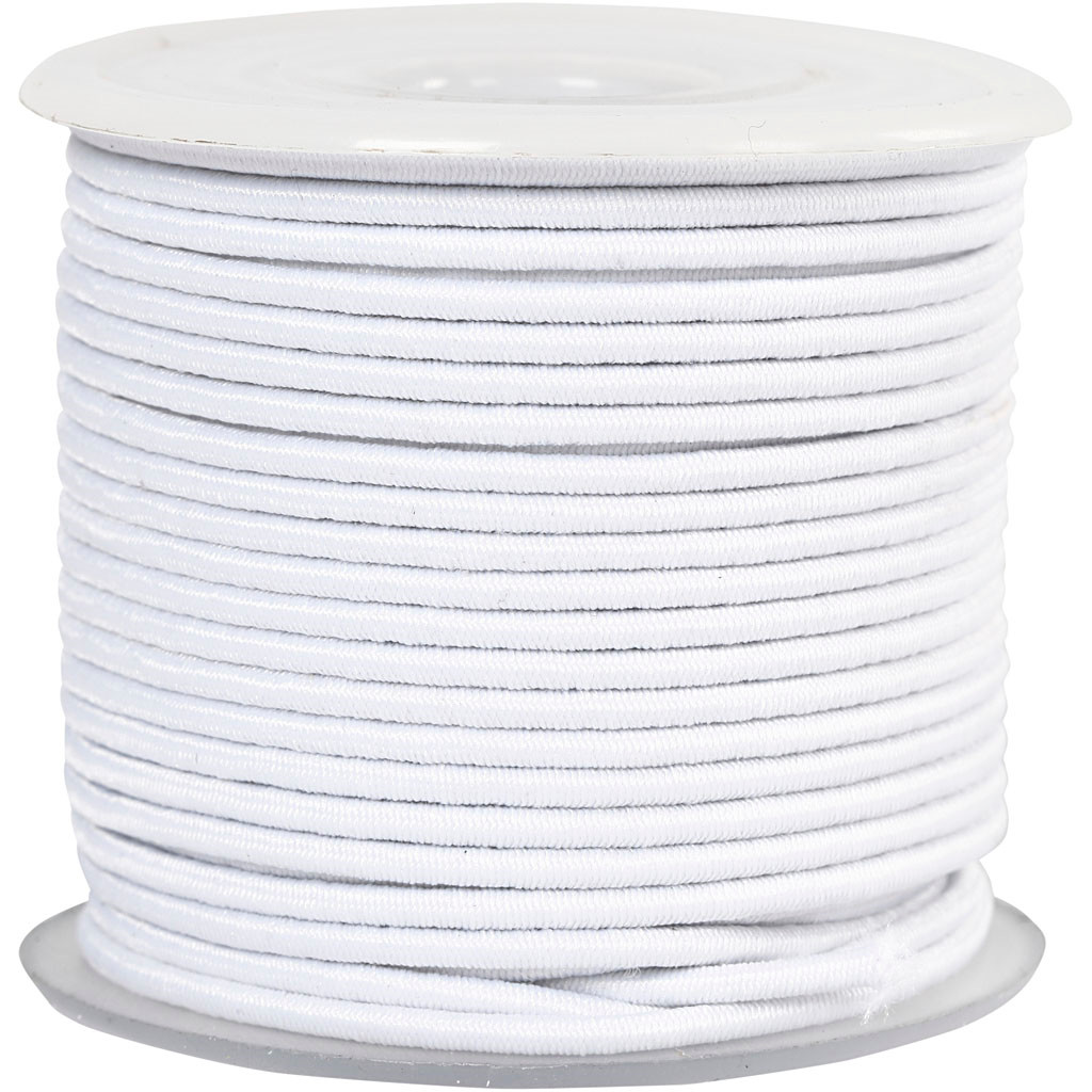 Elastiksnor 2 mm hvid | 25 meter