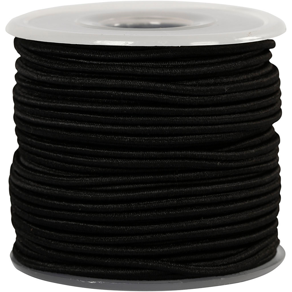 Elastiksnor 2 mm sort | 25 meter