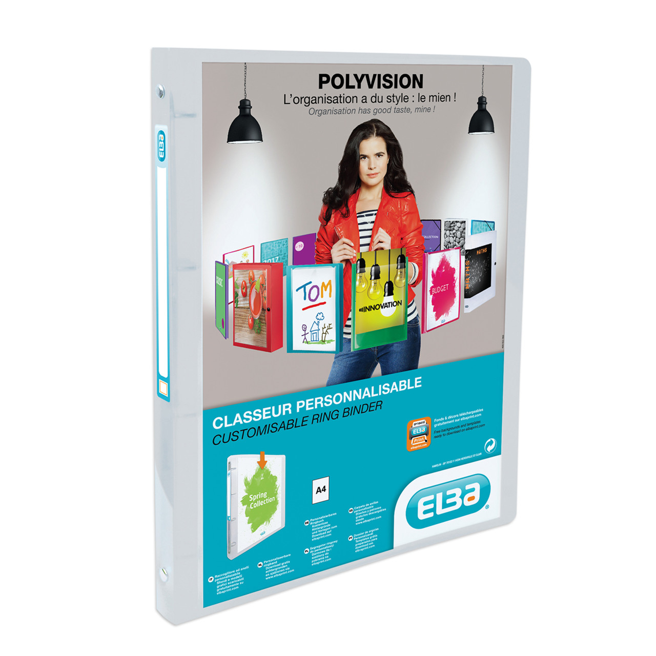 Ringbind A4 indstiksmappe 15 mm ryg Transparent Elba Polyvision
